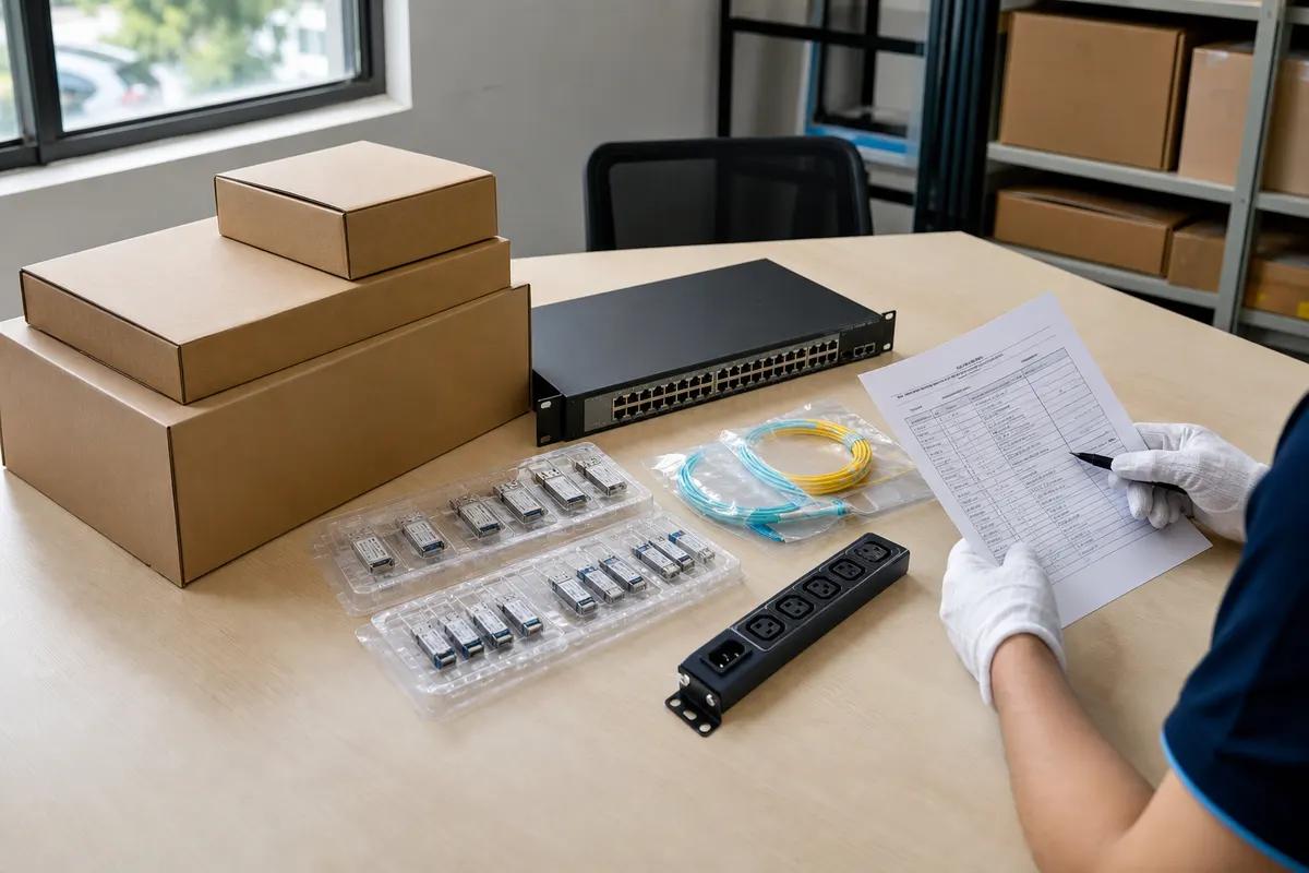 Multi-category ICT equipment checked against a project BOM