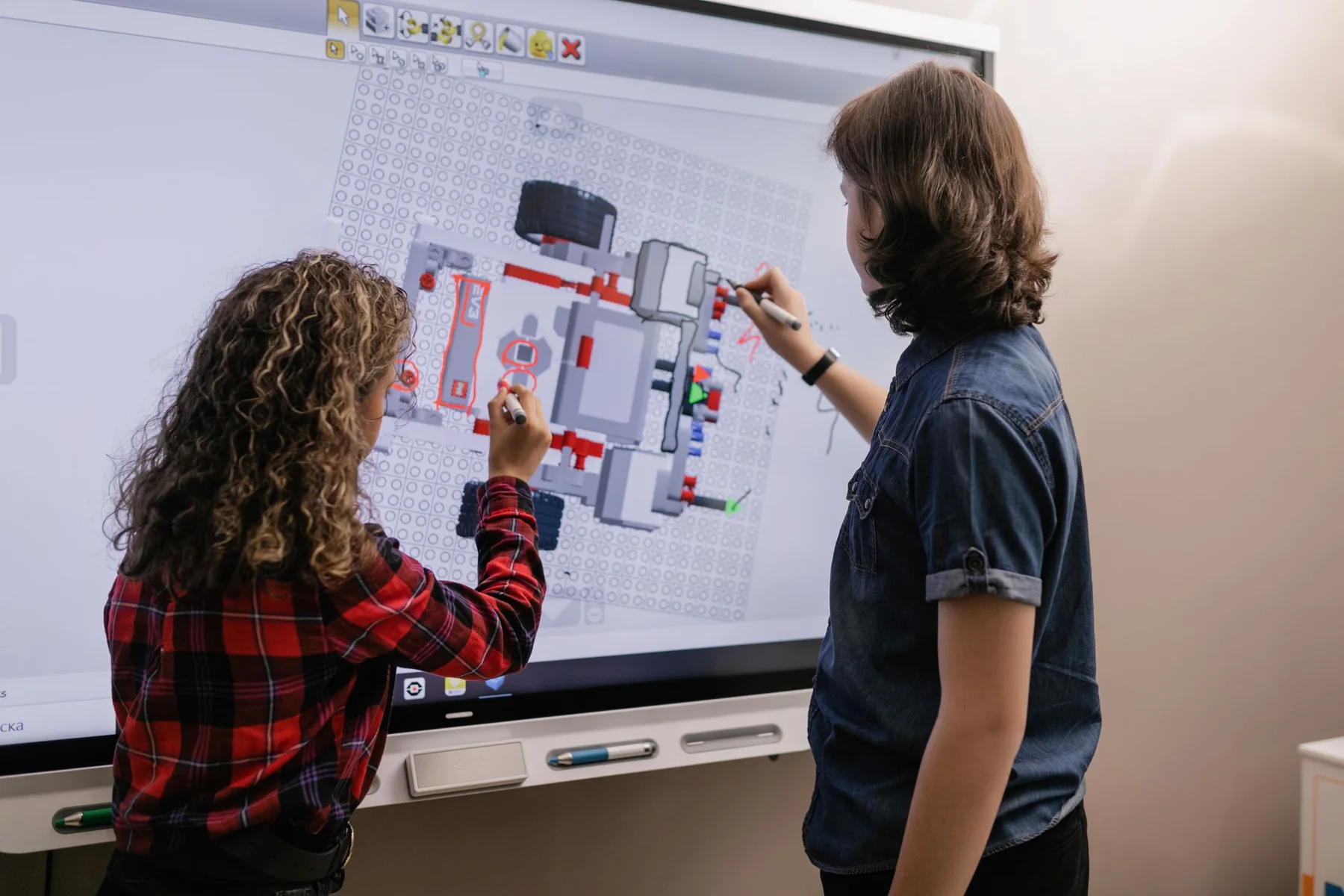 Photograph of an interactive whiteboard in a classroom