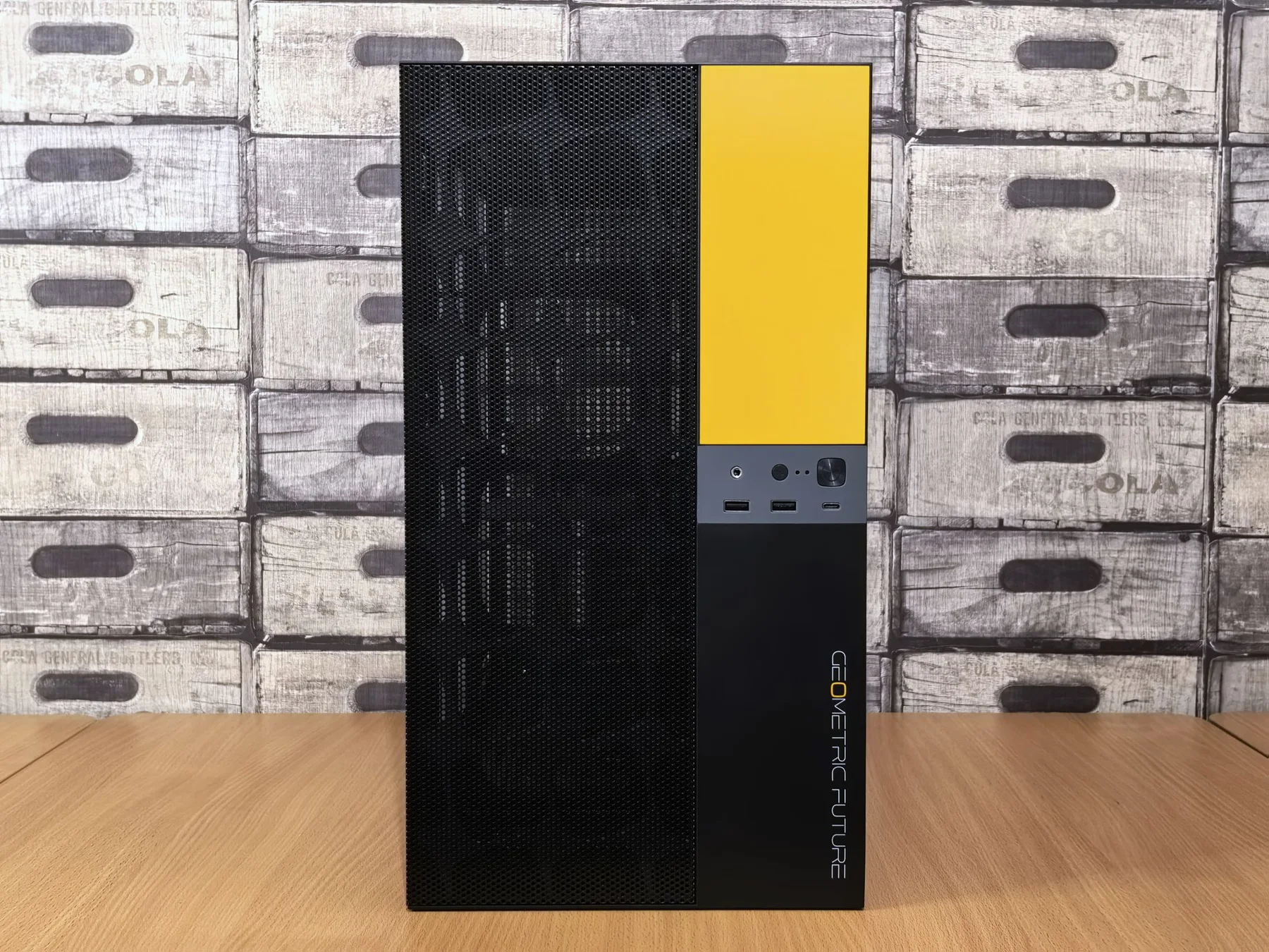 Photograph of a desktop computer tower