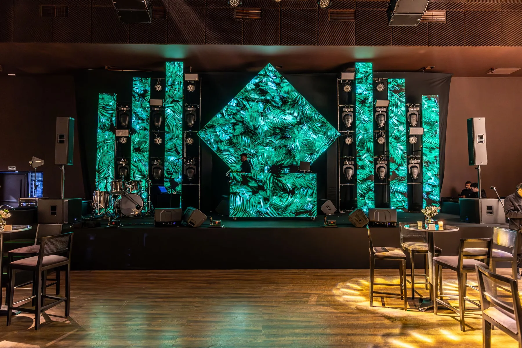 Photograph of indoor stage LED display panels